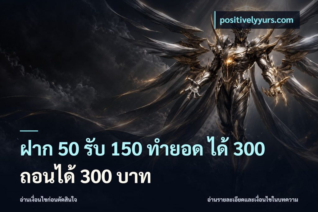ฝาก 50 รับ 150 ทํายอด ได้ 300 ถอนได้ 300 บาท