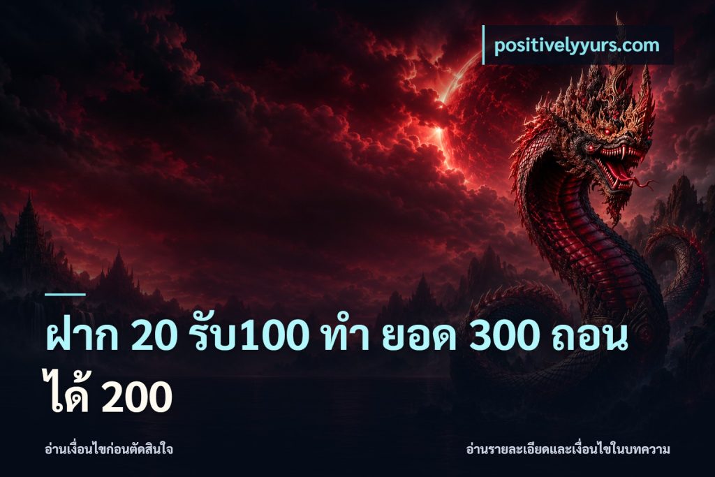 ฝาก 20 รับ100 ทํา ยอด 300 ถอนได้ 200