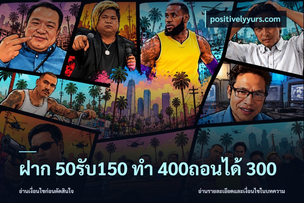 ฝาก 50รับ150 ทํา 400ถอนได้ 300
