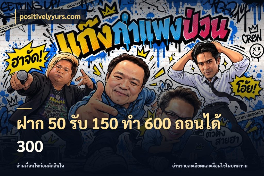 ฝาก 50 รับ 150 ทํา 600 ถอนได้ 300 โปรกับเกมที่ชอบเลือกให้ตรงสไตล์ ในมุม positivelyyurs.com