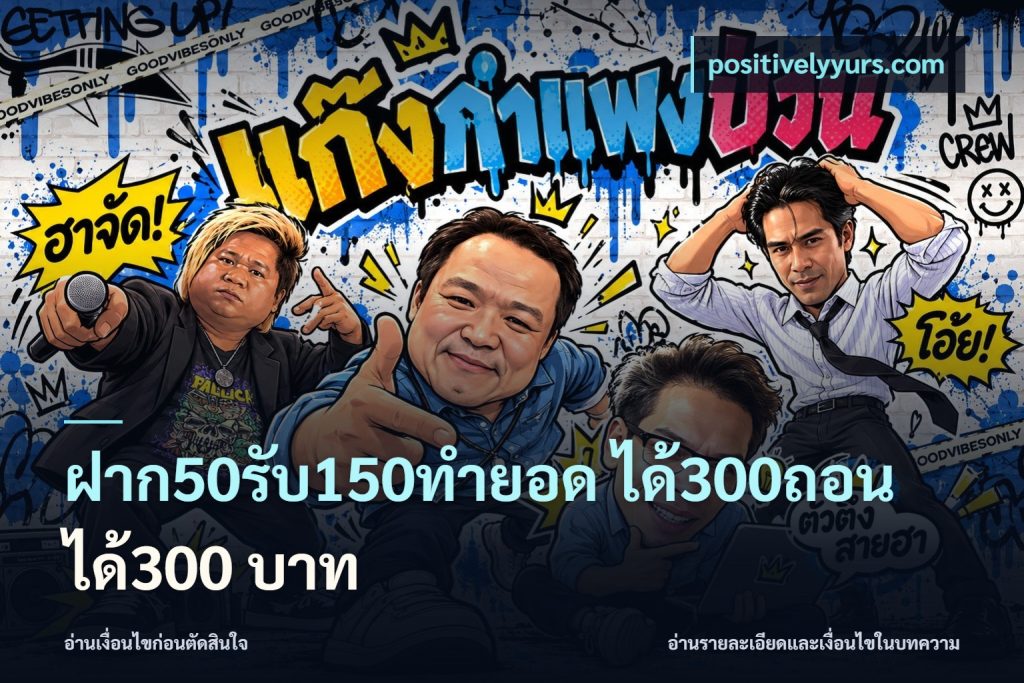ฝาก50รับ150ทำยอด ได้300ถอนได้300 บาท