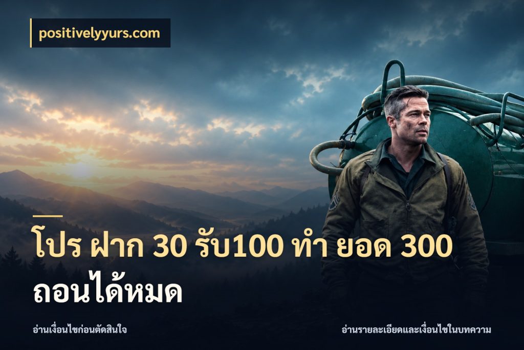 โปร ฝาก 30 รับ100 ทํา ยอด 300 ถอนได้หมด positivelyyurs.com โปรกับเกมที่ชอบเลือกให้ตรงสไตล์