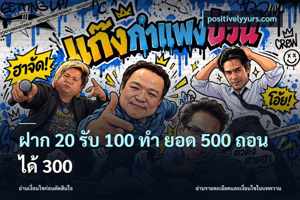 ฝาก 20 รับ 100 ทํา ยอด 500 ถอนได้ 300