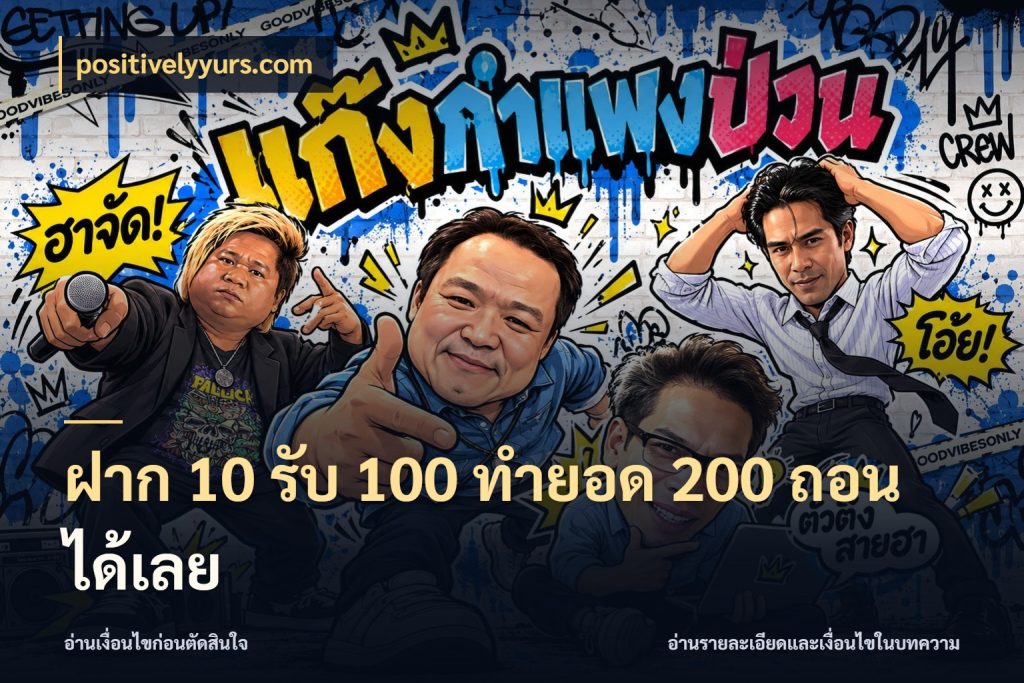 ฝาก 10 รับ 100 ทำยอด 200 ถอนได้เลย positivelyyurs.com ยอดฝากและยอดรับในมุมของคนชอบลุ้น
