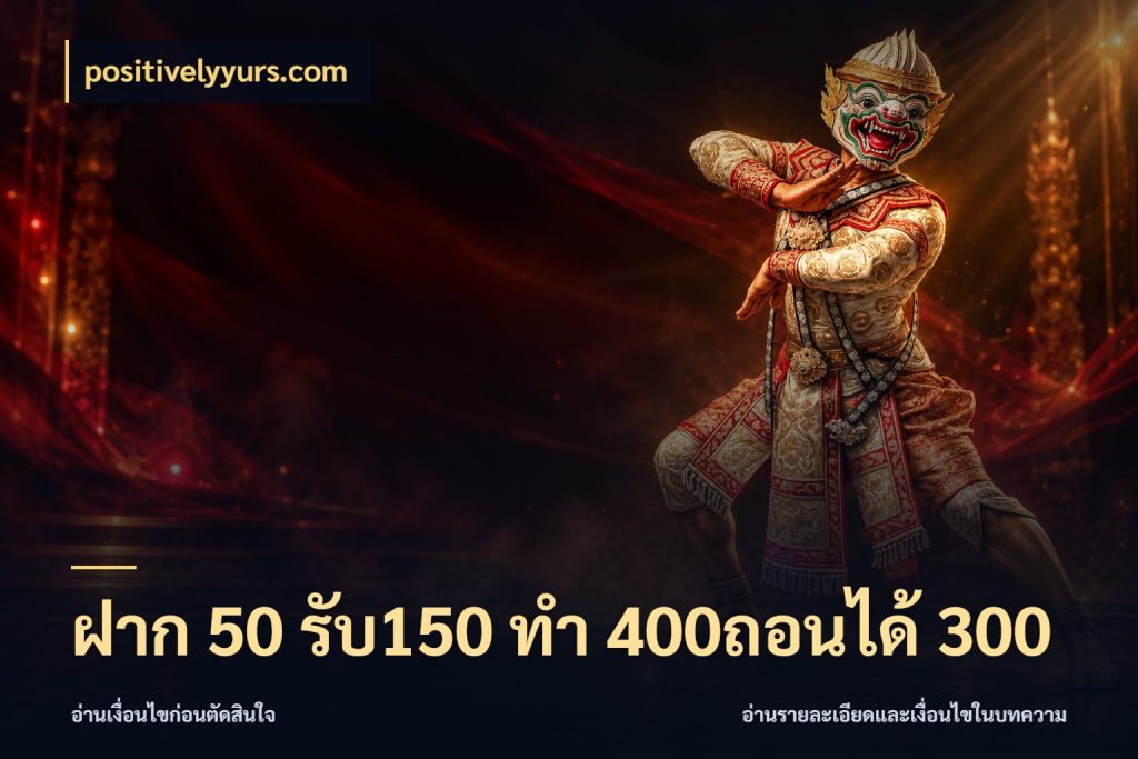ฝาก 50 รับ150 ทํา 400ถอนได้ 300 โปรกับเกมที่ชอบเลือกให้ตรงสไตล์ ในมุม positivelyyurs.com